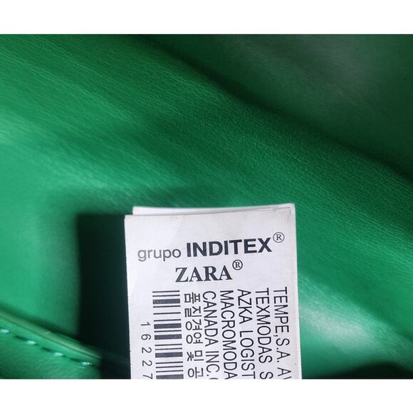 Zara Green Faux Leather Rectangle Medium Size Gold rustic Chain Shoulder Bag - Picture 5 of 11